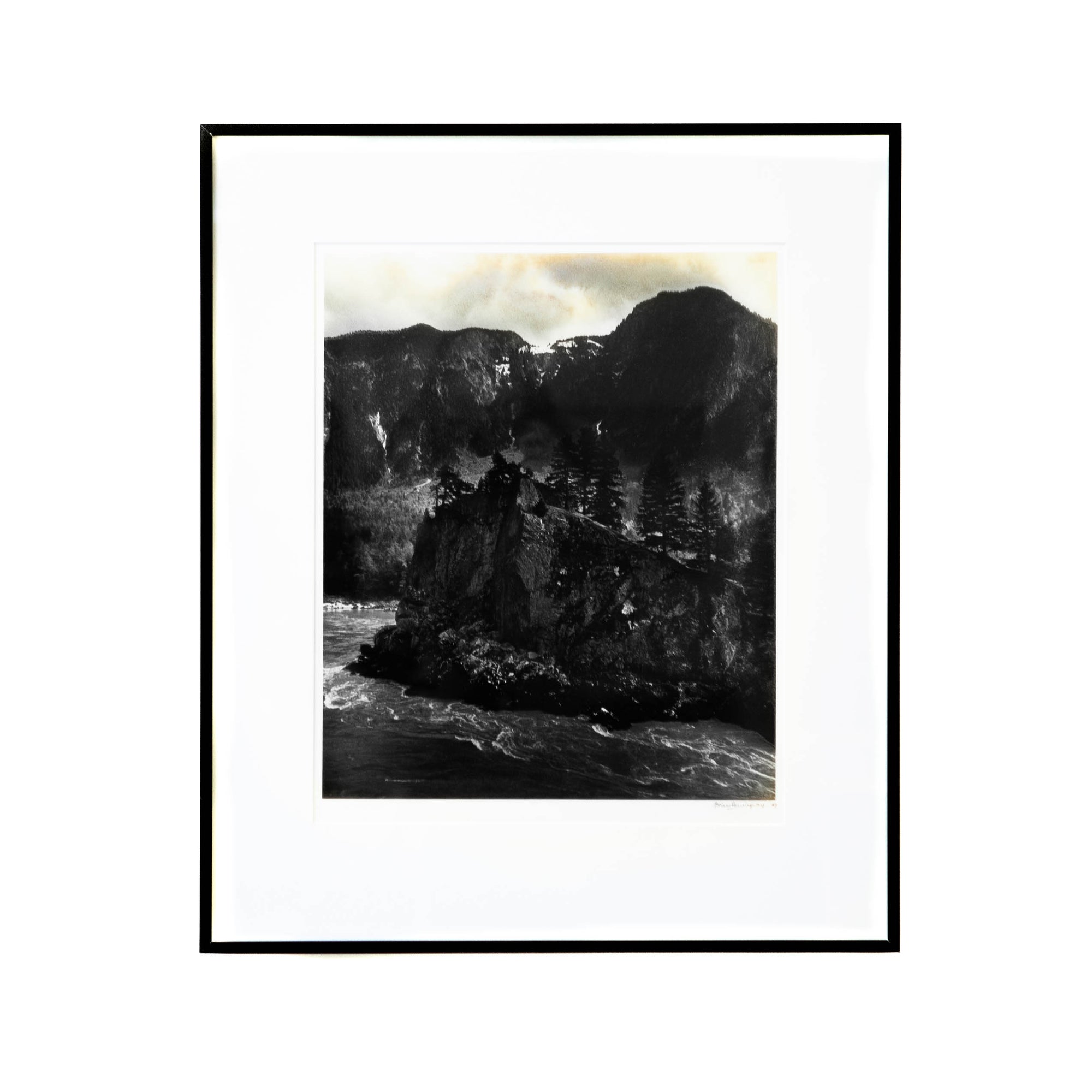 Art - B&W Cliffs Wood Frame Medium 24" X 29" CLEARED