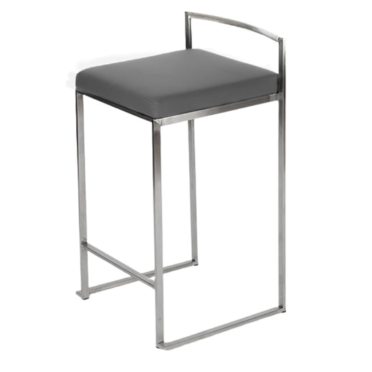 Counter Stool - Chrome Grey Low Back