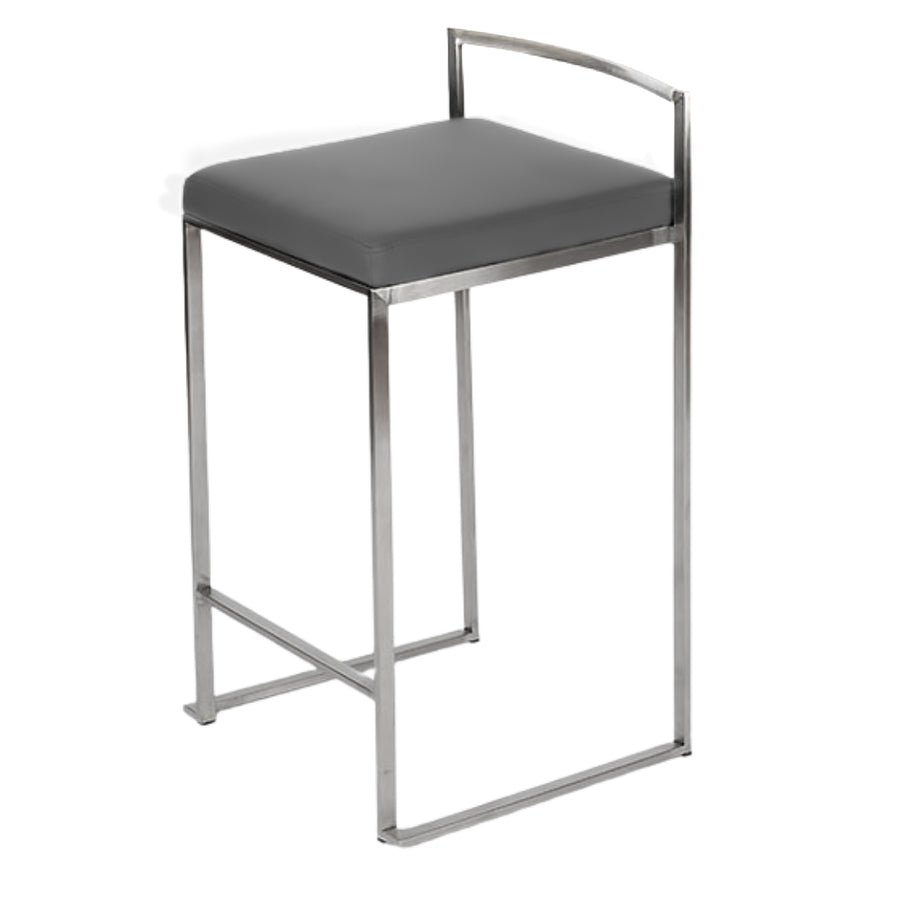 Counter Stool - Chrome Grey Low Back
