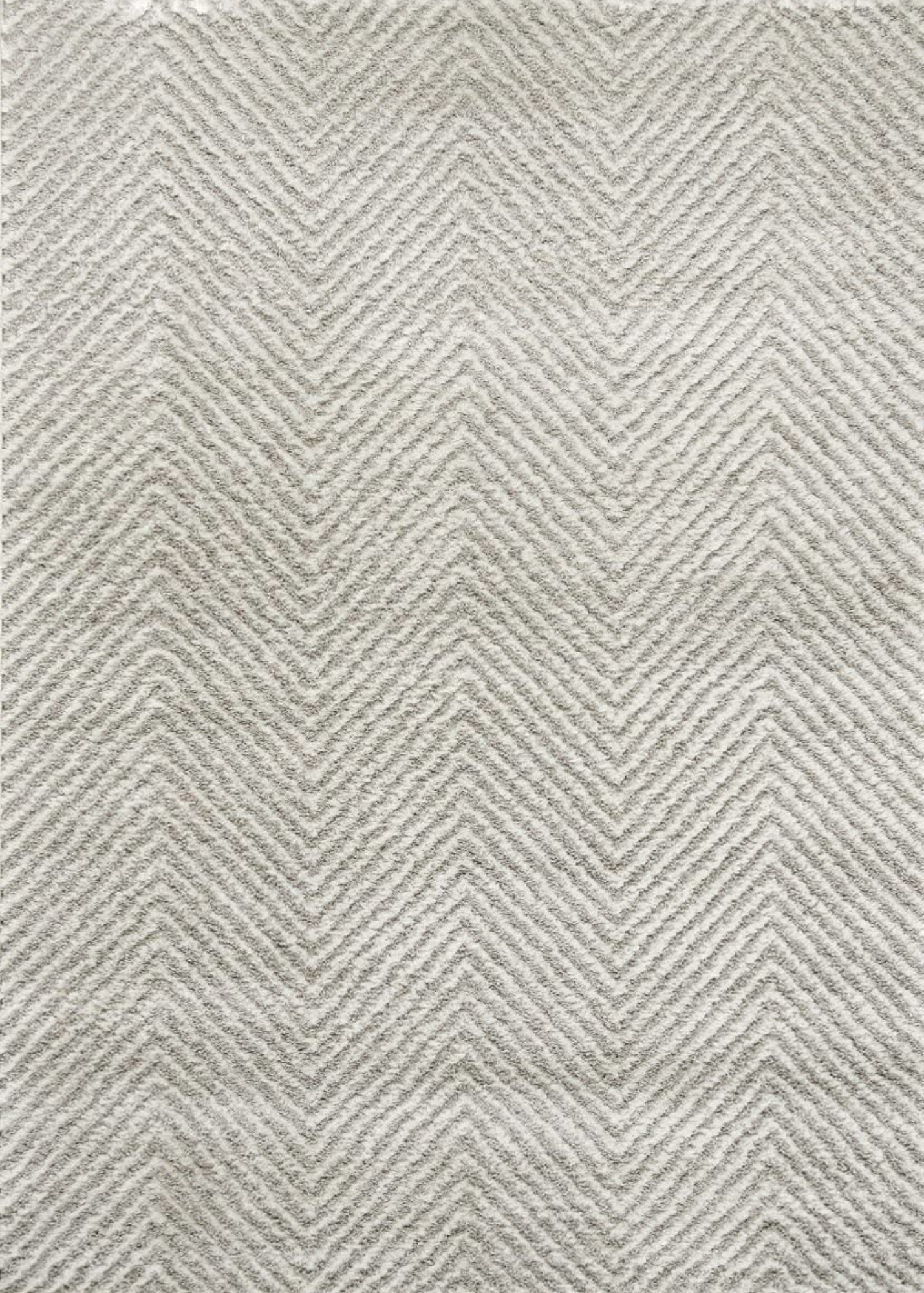 Cream & Grey Herringbone Shag Rug