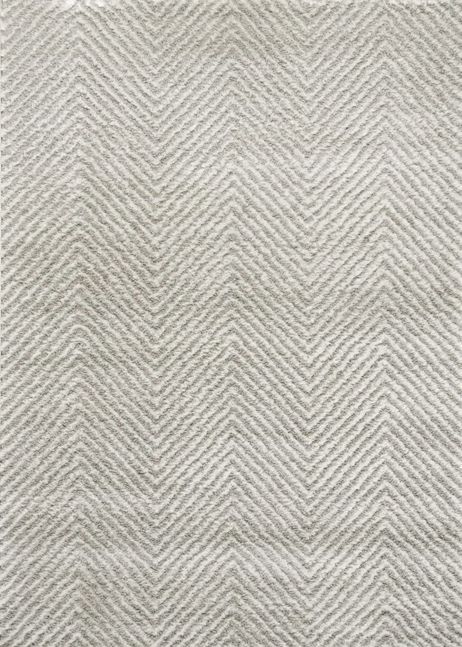 Cream & Grey Herringbone Shag Rug