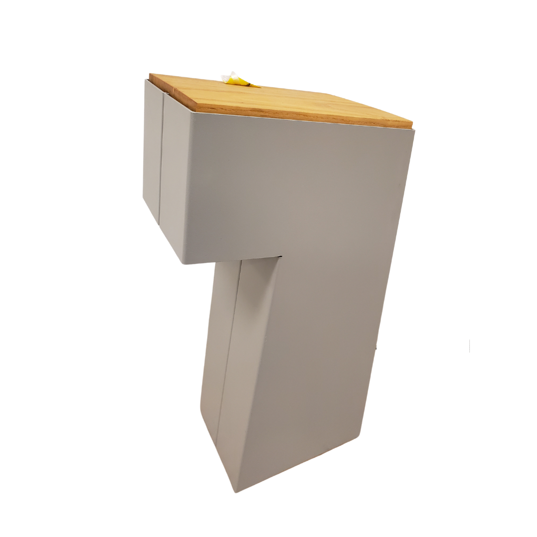 Table Lamp - Grey w/ Walnut Top Block