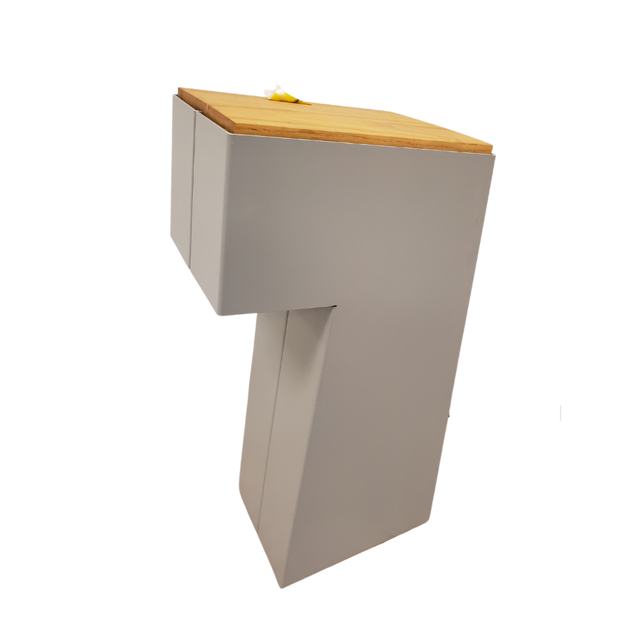 Table Lamp - Grey w/ Walnut Top Block