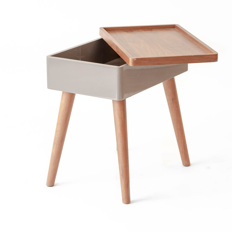 Nightstand - Swivel Top Walnut & Grey