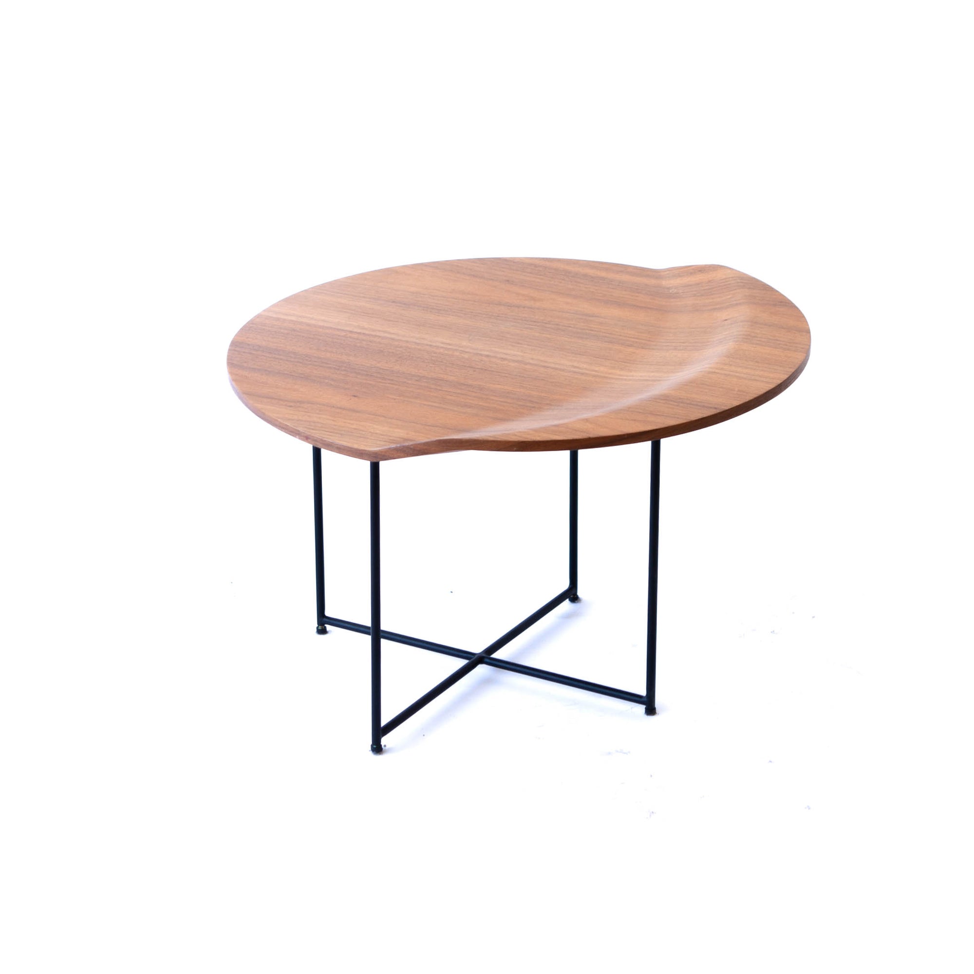 End Table - Round Walnut w/ Half Lip