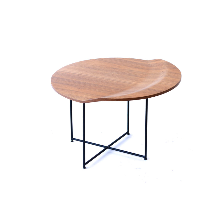 End Table - Round Walnut w/ Half Lip