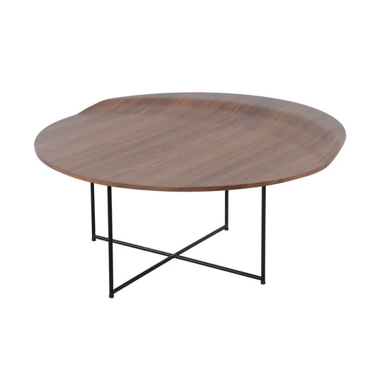 Round Walnut Coffee Table w/ Half Lip