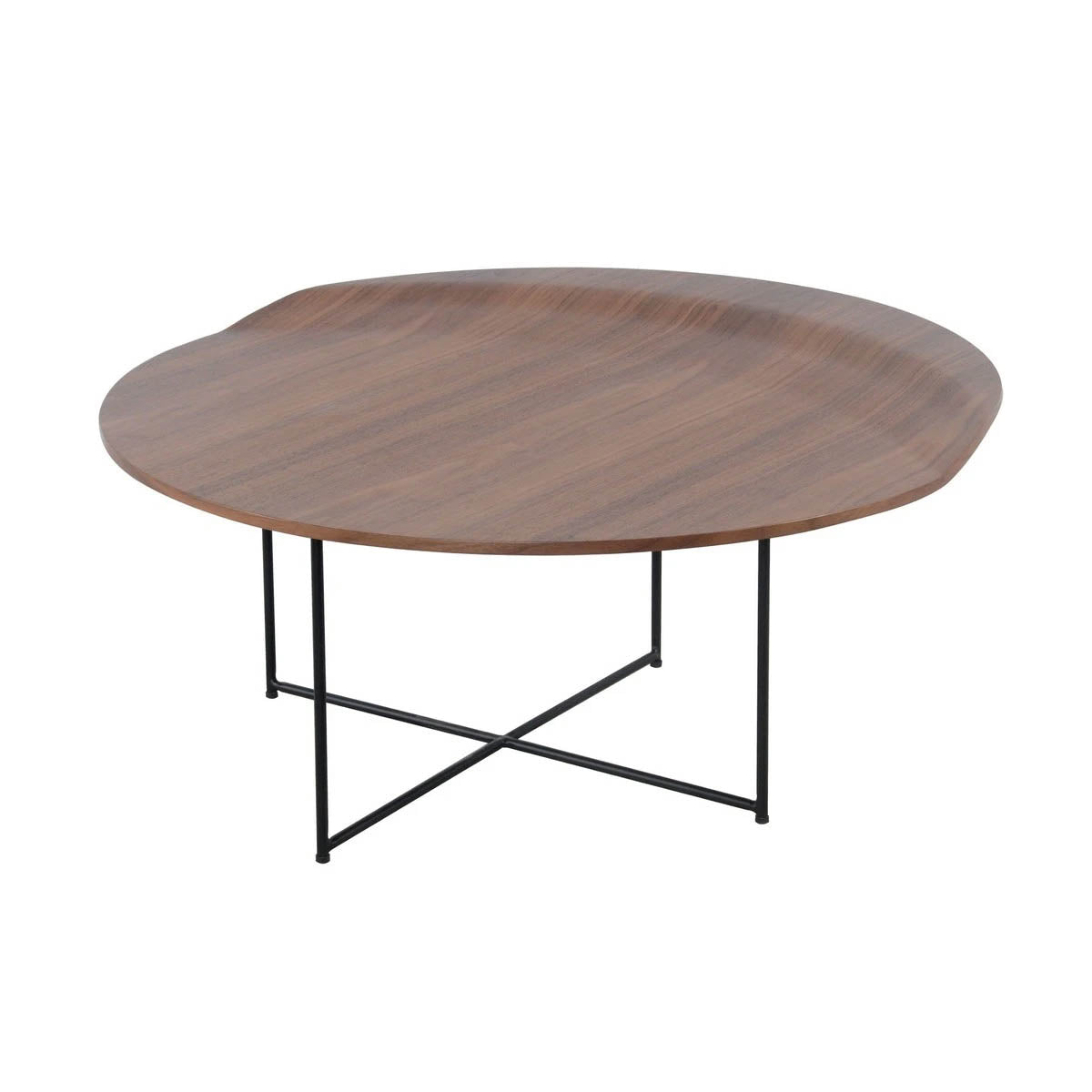 Round Walnut Coffee Table w/ Half Lip