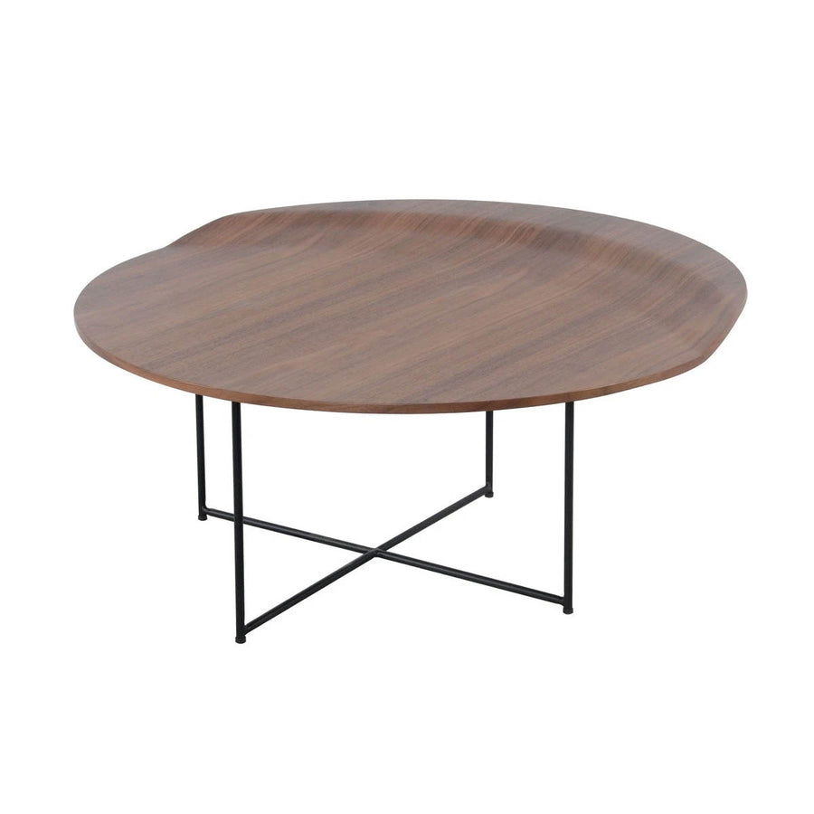 Round Walnut Coffee Table w/ Half Lip