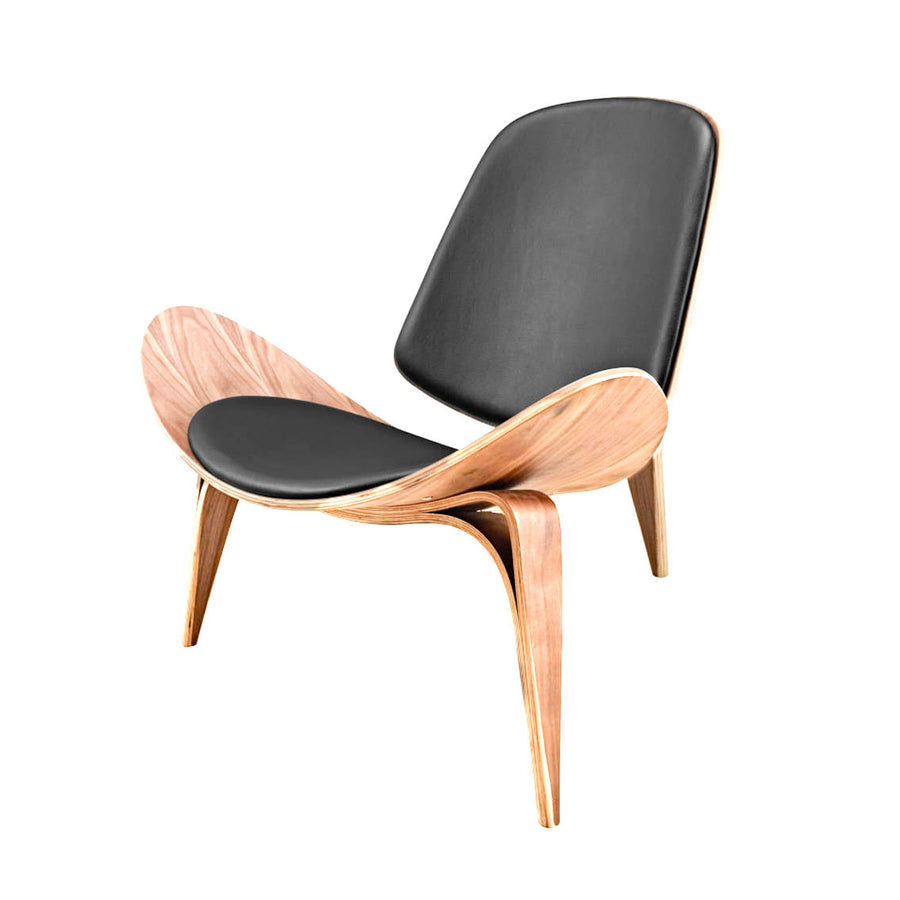 Accent Chair - Shell Black & Light Walnut