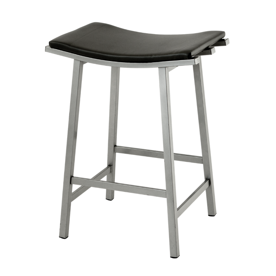 Counter Stool - Nathan Dark Grey Leather w/ Metal Legs