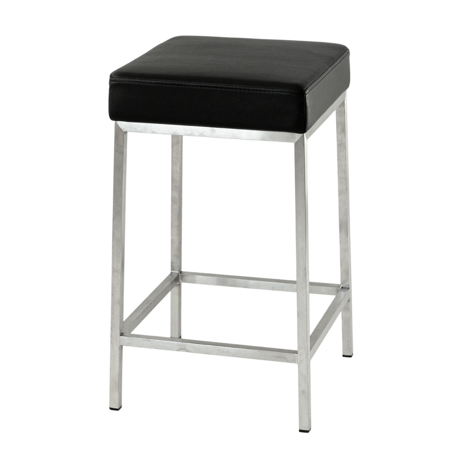 Counter Stool - Black Leather Seat w/ Chrome