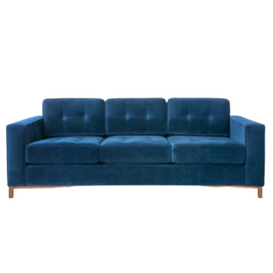 Sofa - Jane Velvet Midnight w/ Wood Base 82"