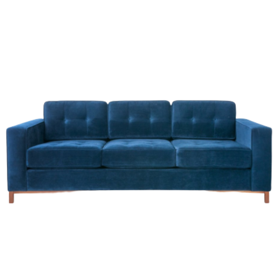 Sofa - Jane Velvet Midnight w/ Wood Base 82"