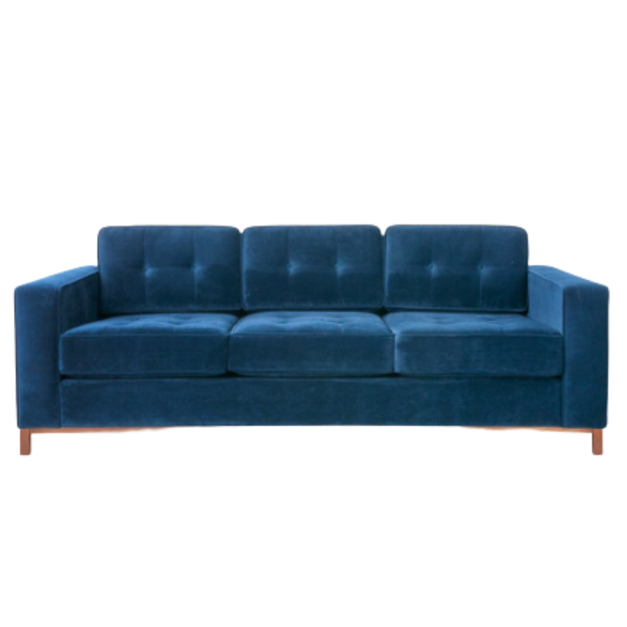 Sofa - Jane Velvet Midnight w/ Wood Base 82"