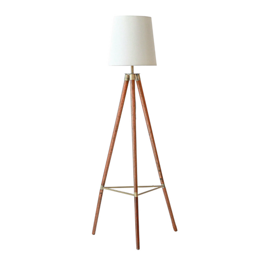 Floor Lamp - Tripod Wood Legs w/ Gold