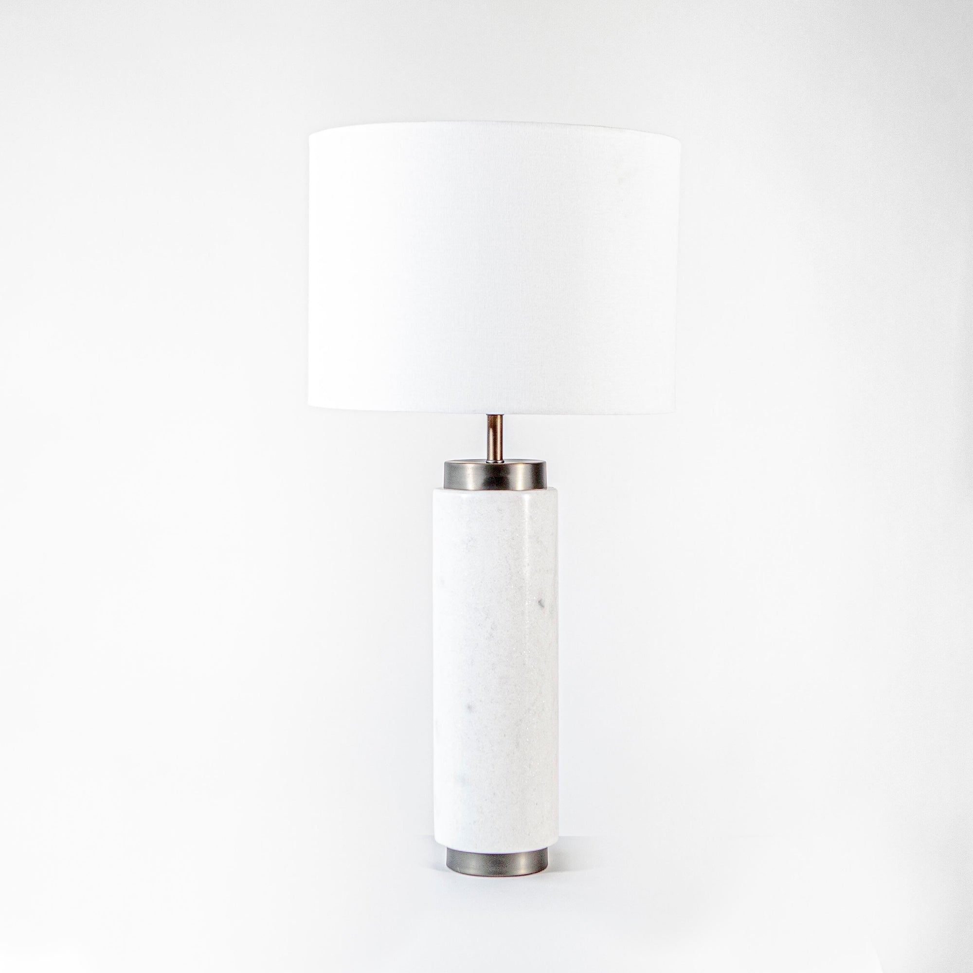 Table Lamp - White Marble Cylinder