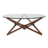 Coffee Table - Round Star Walnut Base Glass Top