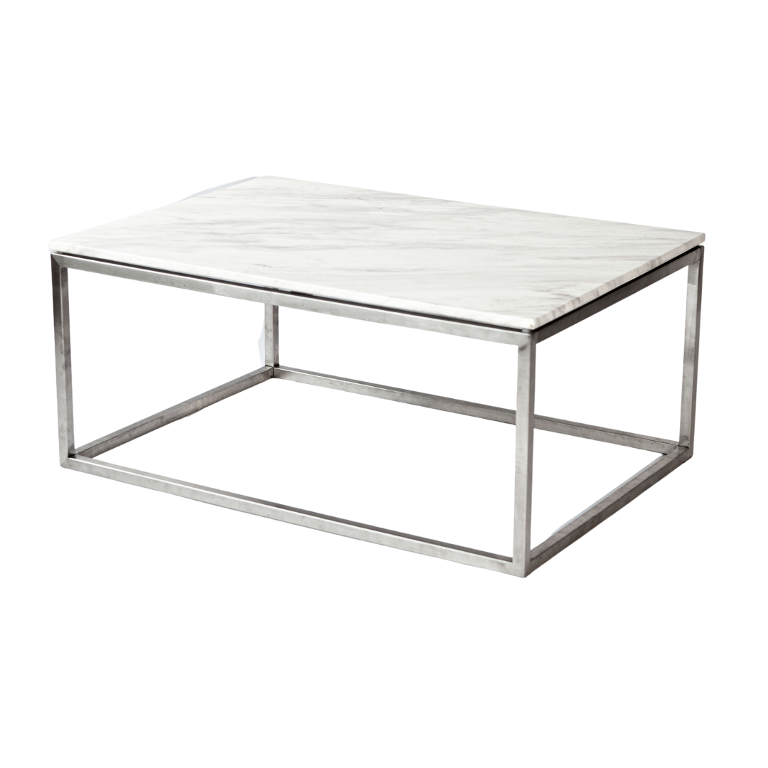 Coffee Table - Milan Rectangle Marble w/ Black OR Chrome Frame
