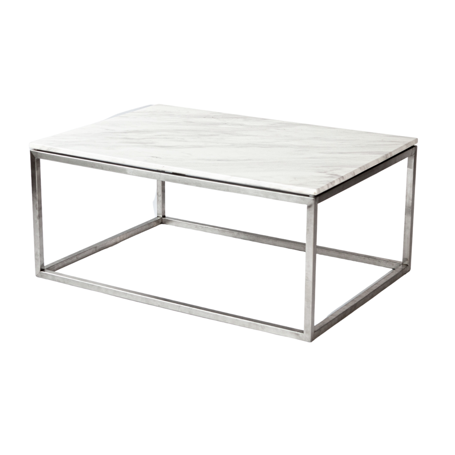 Coffee Table - Milan Rectangle Marble w/ Black OR Chrome Frame