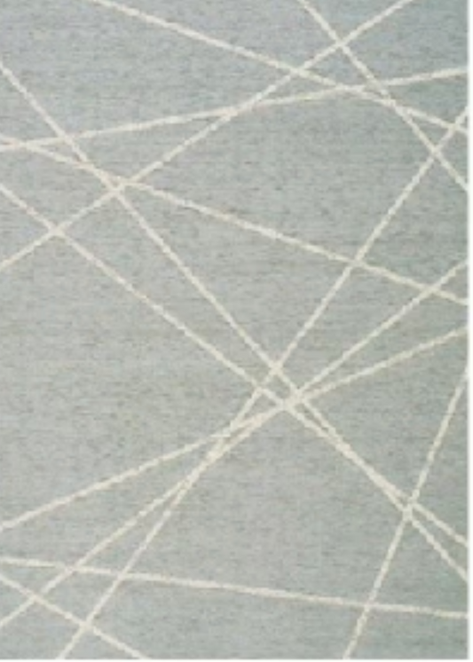 Light Blue Rug w/Cream Lines