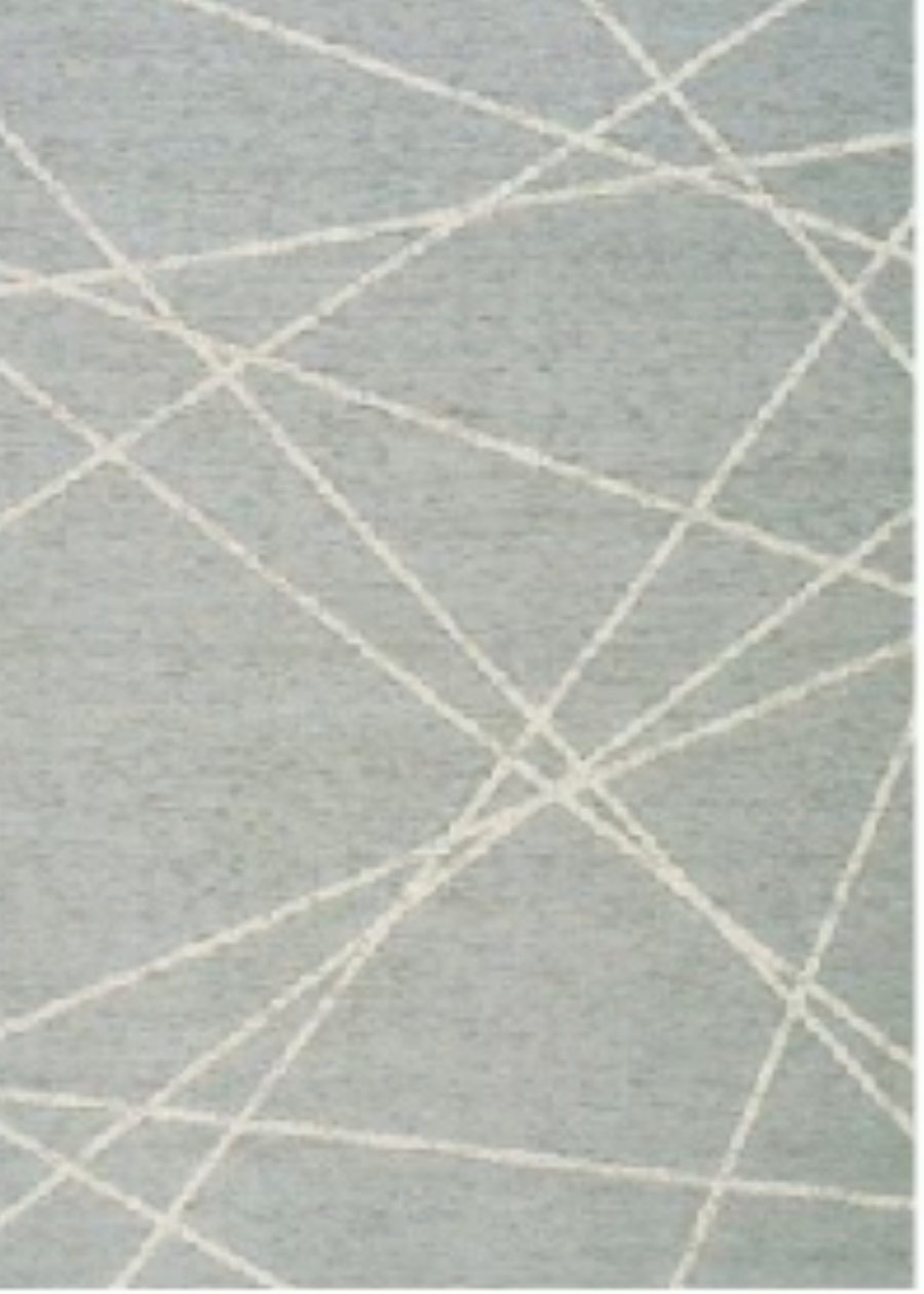 Light Blue Rug w/Cream Lines