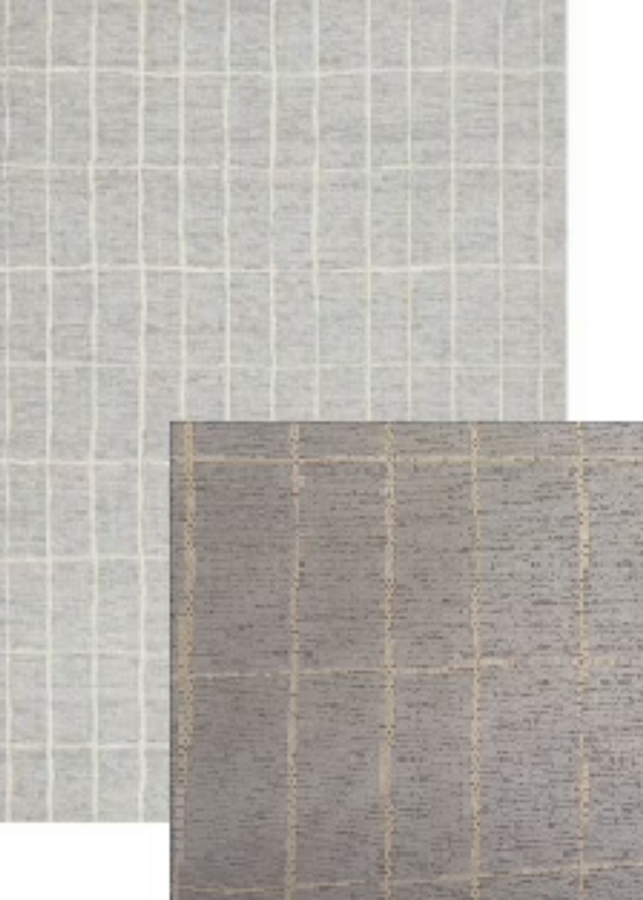 Cream & Grey Grid Rug