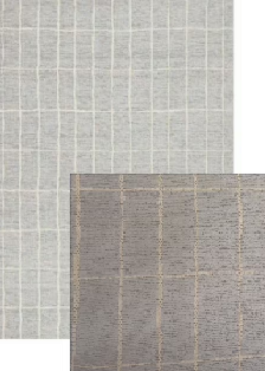 Cream & Grey Grid Rug
