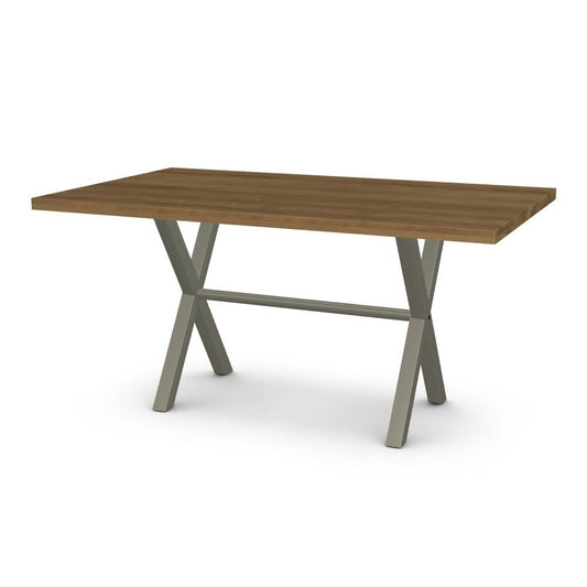 Warm Grey Metal X-Base w/ Wood Top - 36x60"