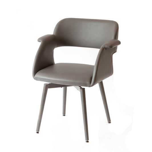Dark Grey Leather w/ Back Cutout & Metal Legs