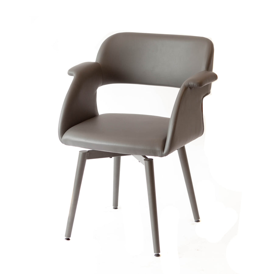 Dark Grey Leather w/ Back Cutout & Metal Legs