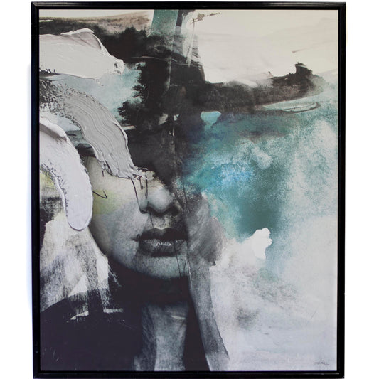 Art - Paint Collage Portrait 3 Blue Medium 44" X 36" NOT CLEARED
