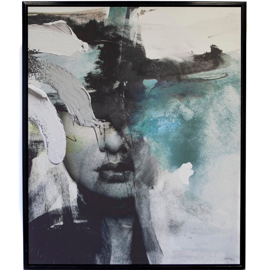 Art - Paint Collage Portrait 3 Blue Medium 44" X 36" NOT CLEARED