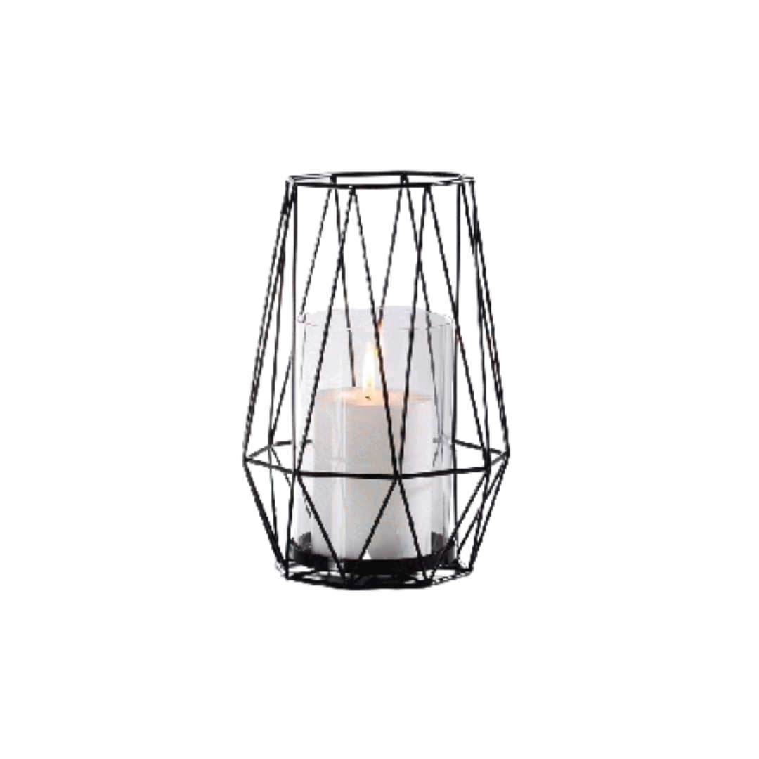Candle Holder - Black Wire Geometric