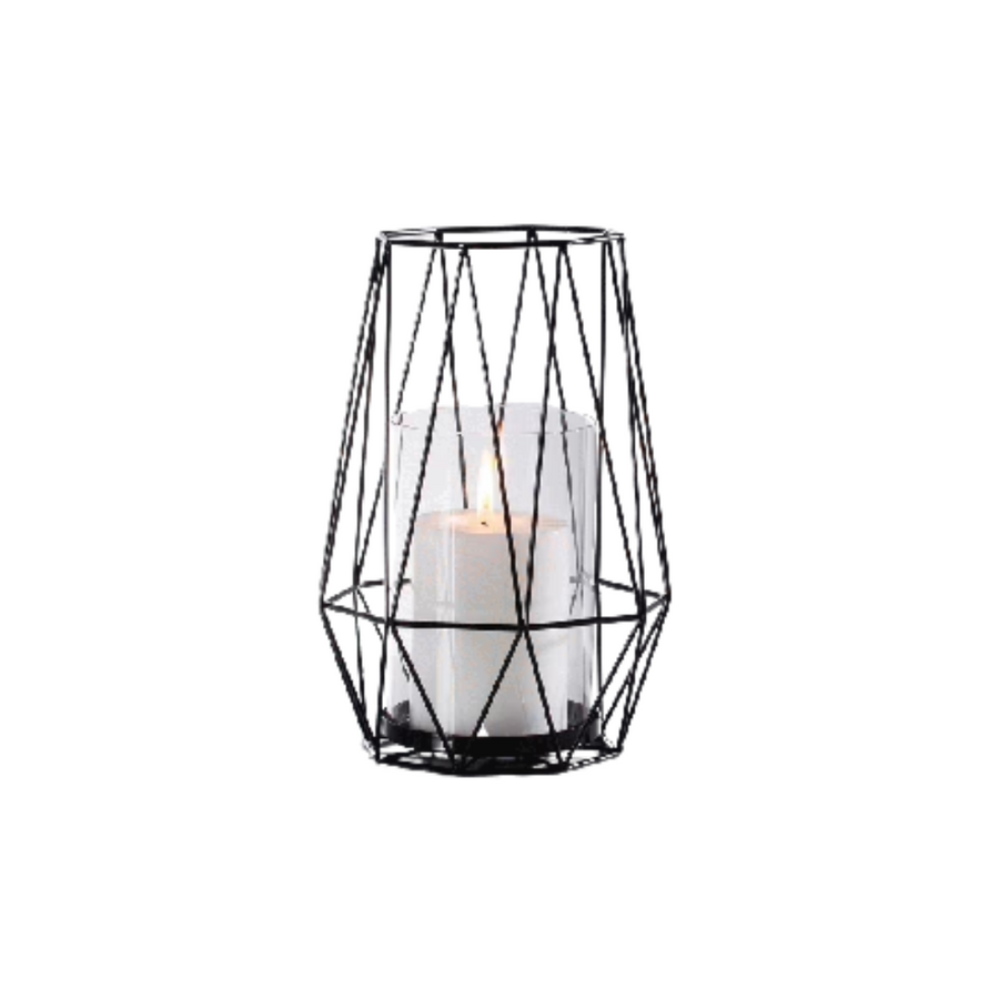 Candle Holder - Black Wire Geometric