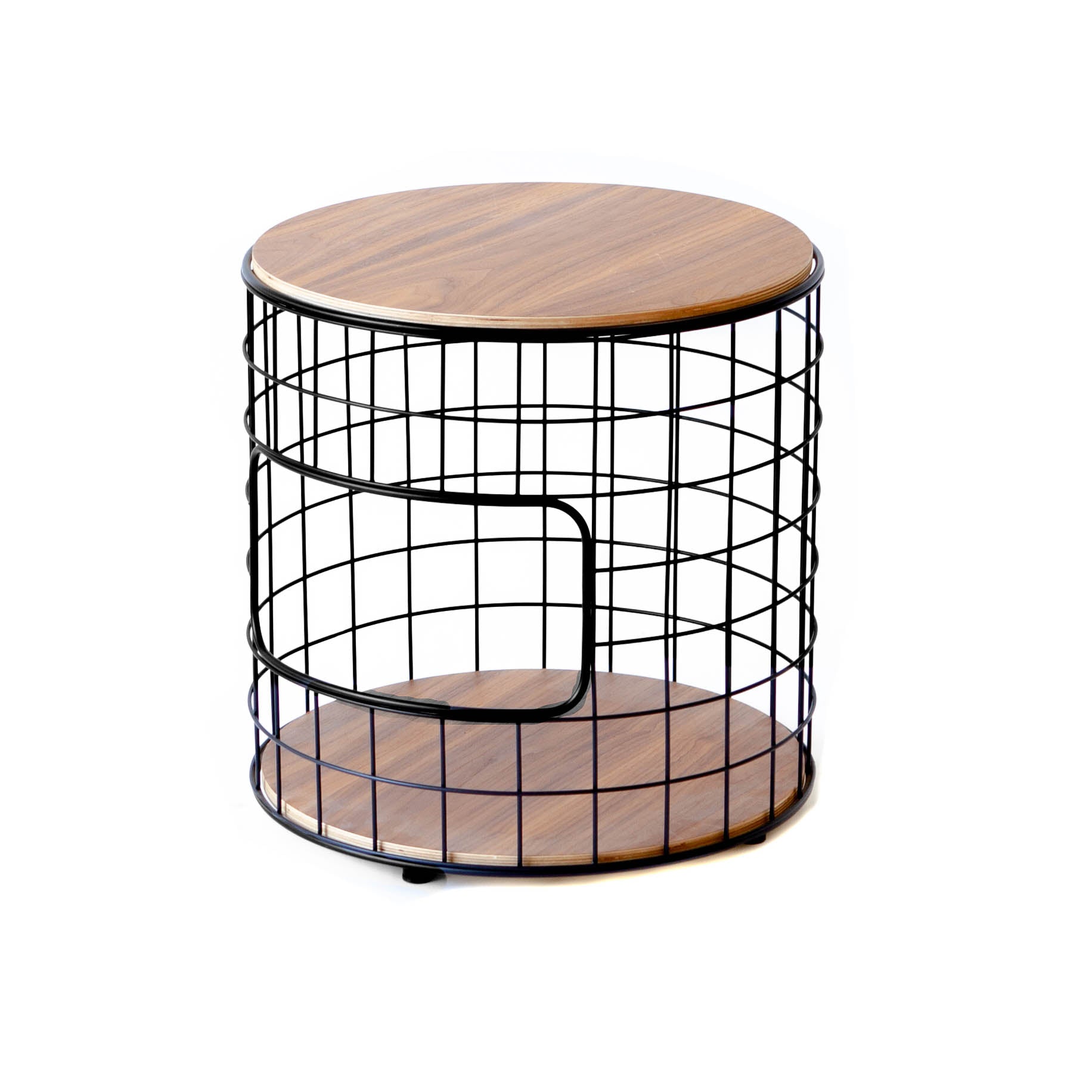 Nightstand -  Wireframe Walnut Top w/ Black