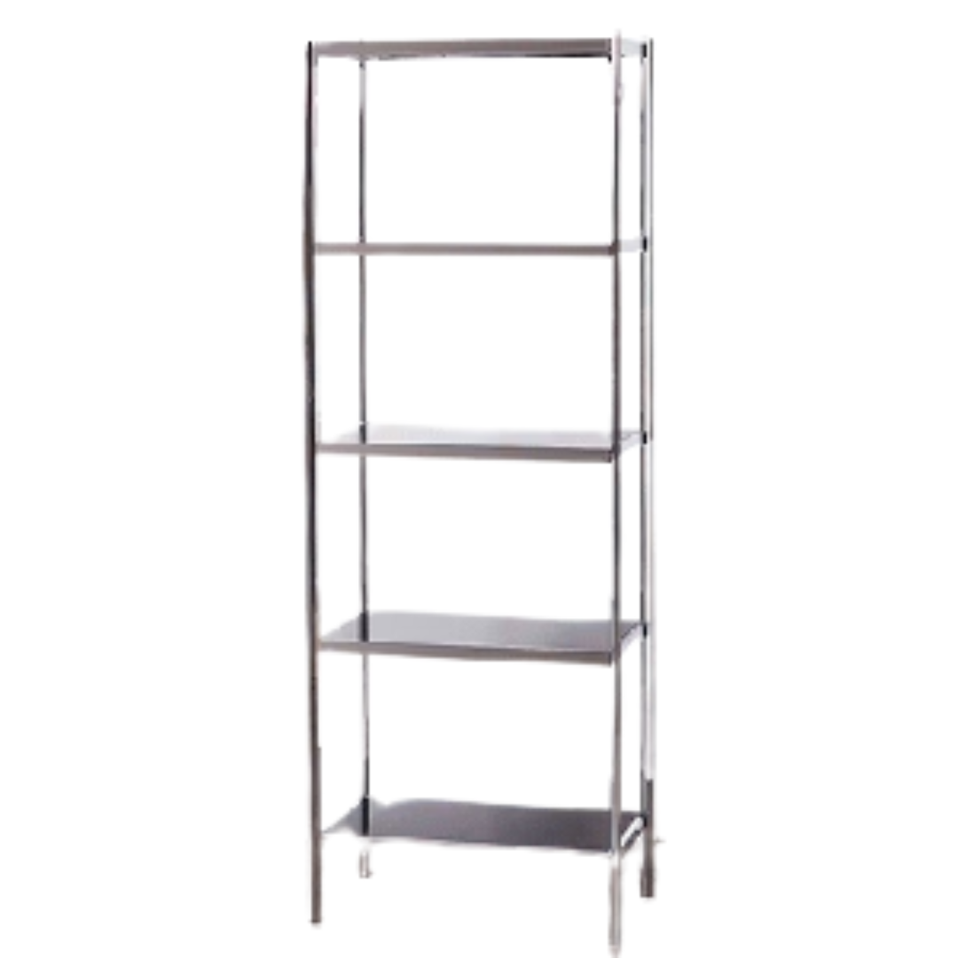 Bookshelf - 5 Shelf Chrome Black Glass