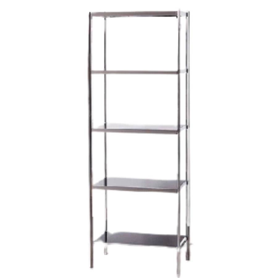 Bookshelf - 5 Shelf Chrome Black Glass