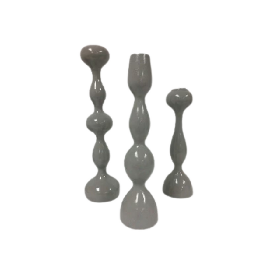 Candlesticks - Grey Ridged, Various Shapes
