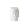 End Table - White Ceramic Cylinder with Geometric Texture