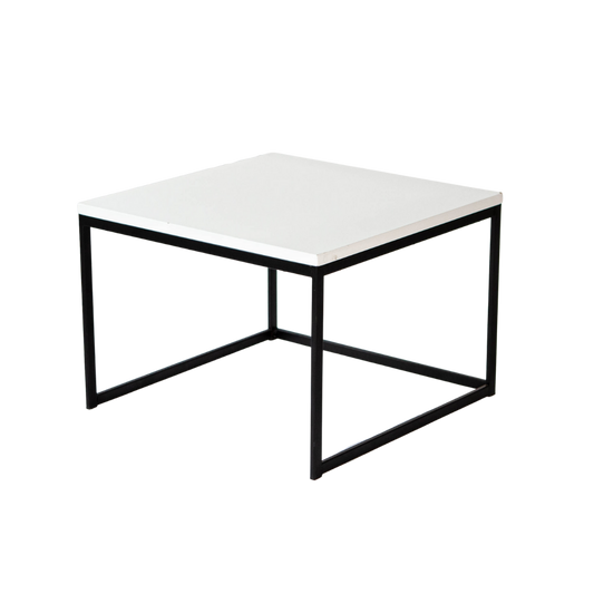 Small Nesting White Coffee Table w/ Black Leg