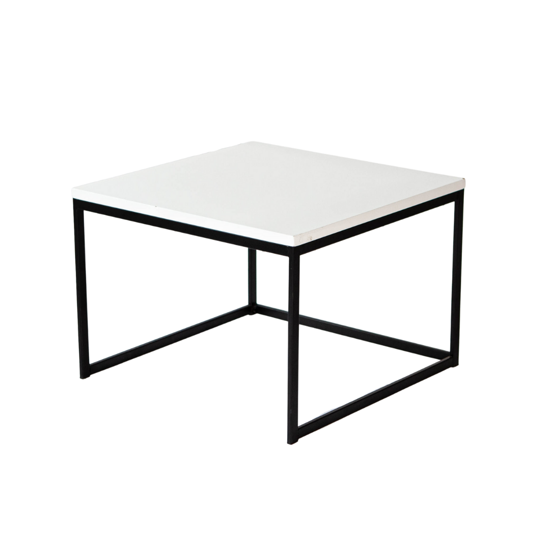 Small Nesting White Coffee Table w/ Black Leg