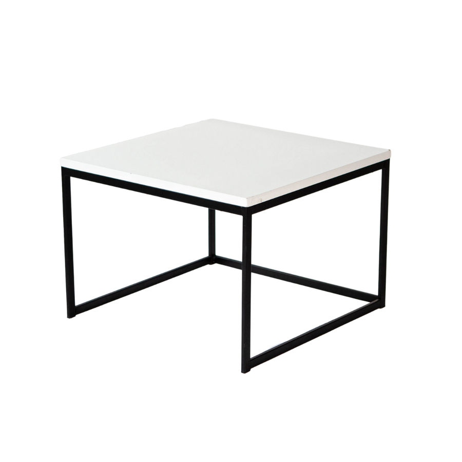 Small Nesting White Coffee Table w/ Black Leg