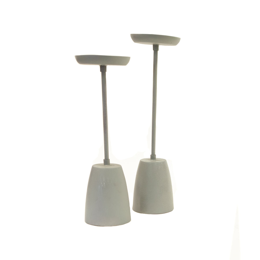 Candle Holder - Pillar Grey 2 Heights