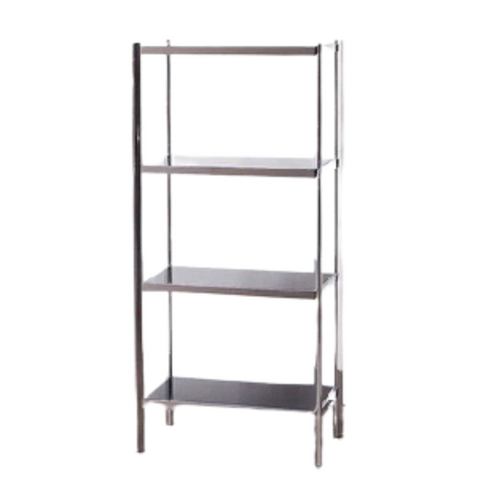 Bookshelf - 4 Shelf Chrome Black Glass