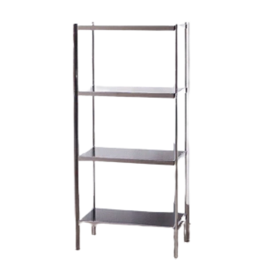 Bookshelf - 4 Shelf Chrome Black Glass