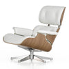 Accent Chair - Eames Lounge White Leather Curved Red Wood