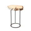 End Table - Rustic Round Wood with Black Metal Base Short