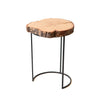 End Table - Rustic Round Wood with Black Metal Legs Tall