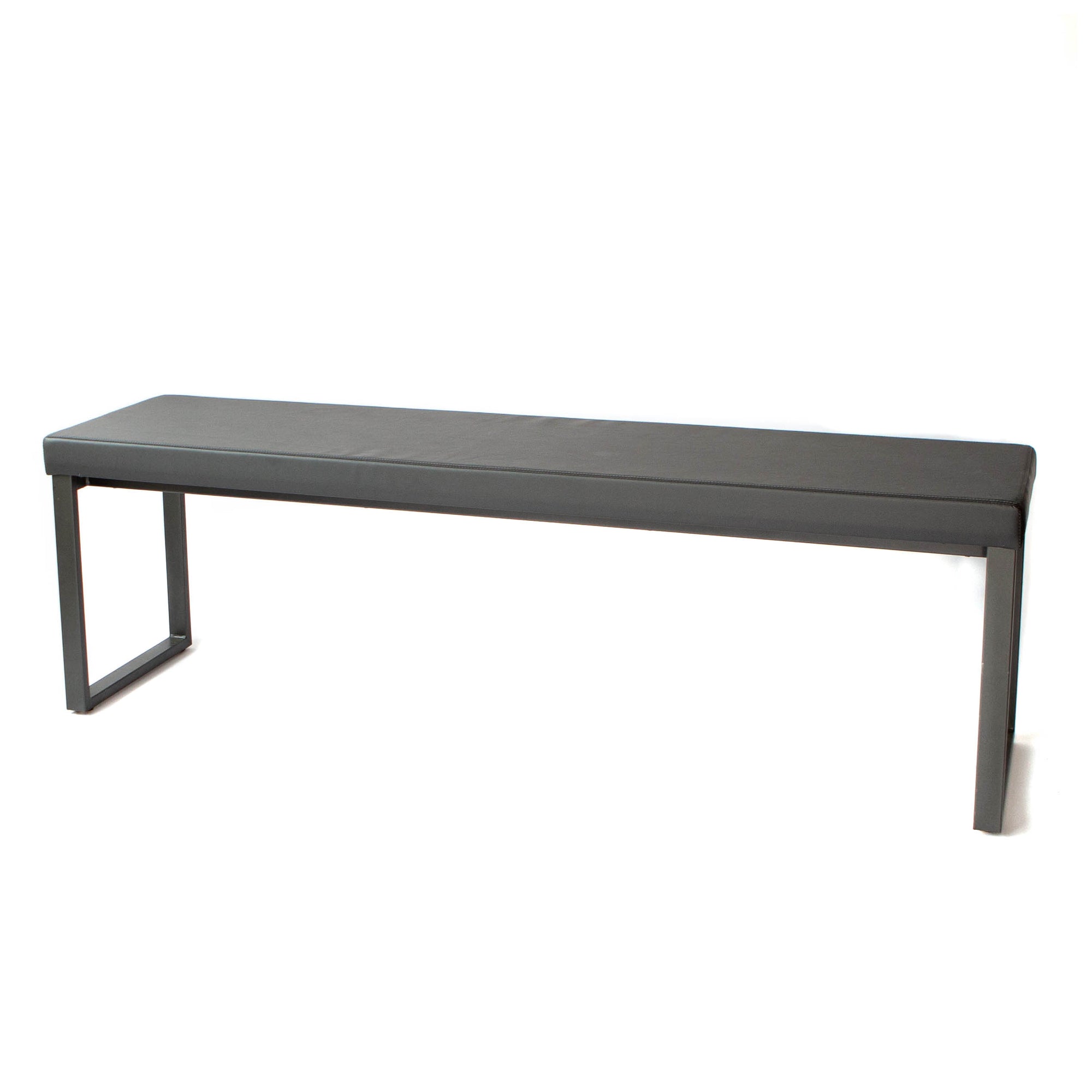 Bench - Dark Grey Leather Metal Legs Long